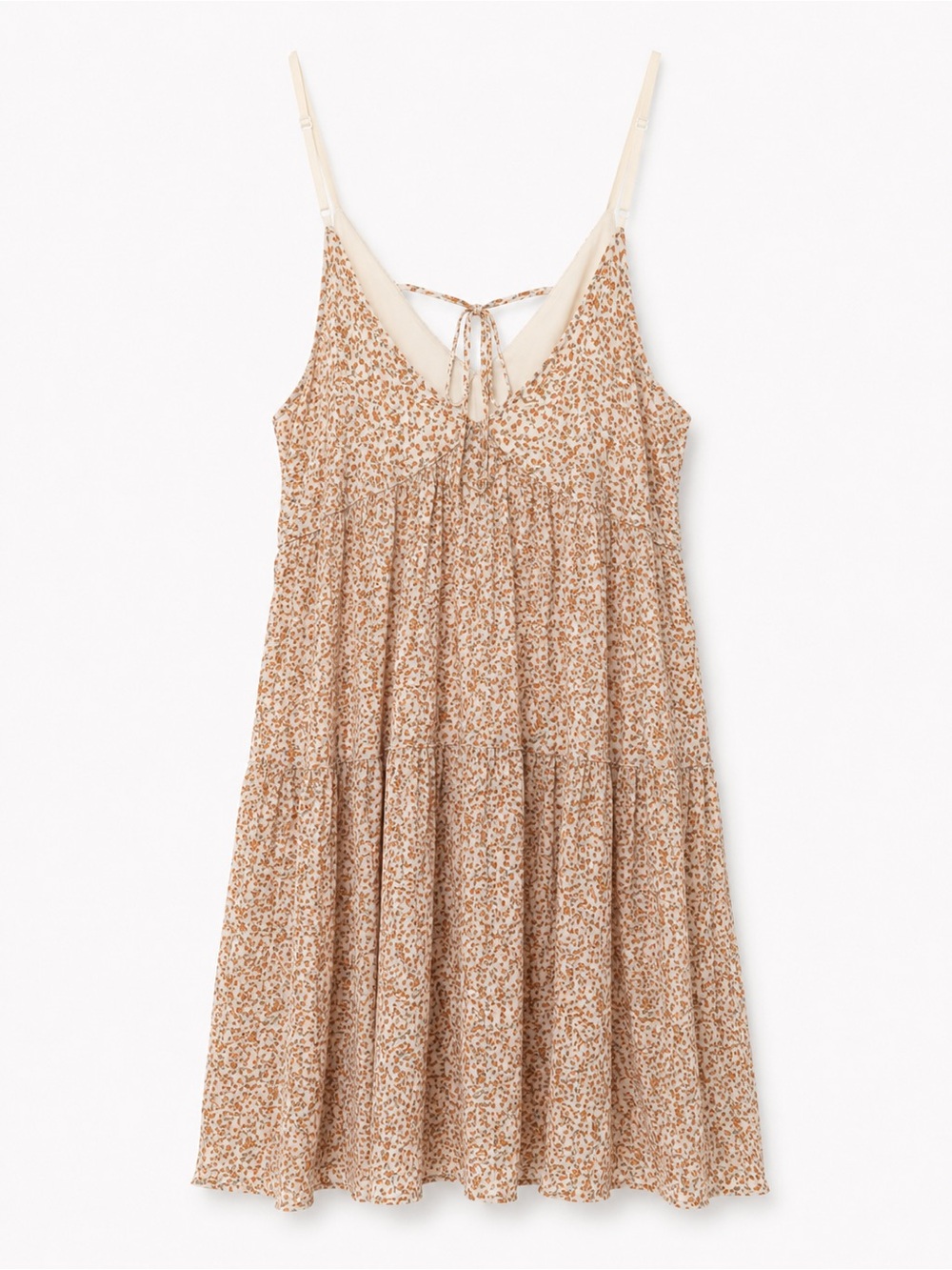 Beige Floral Tiered Spaghetti Strap Sundress - Picture 2 of 6